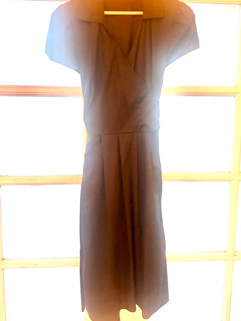 Wrap Dress. Black, Midi length. Capped Sleeve. Cotton Blend. Classic. LBD - Picture 2 of 11